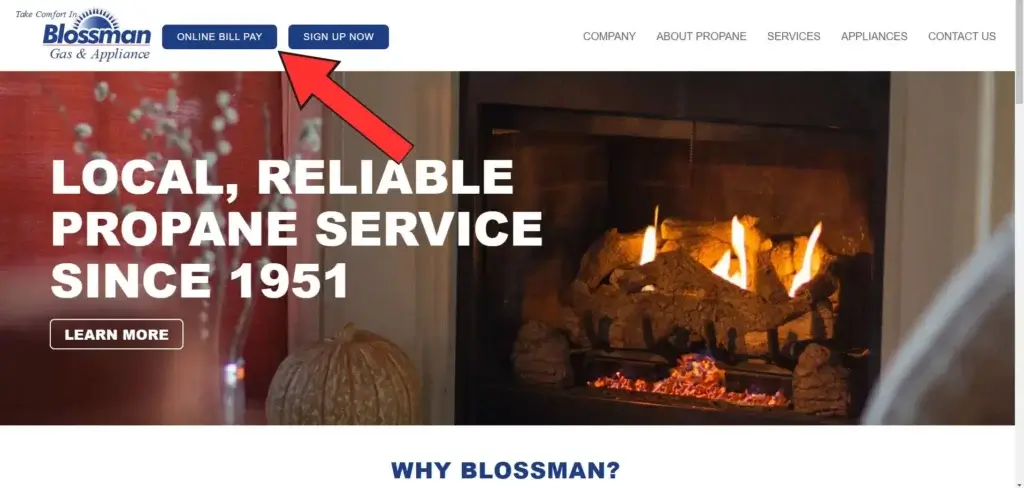 Login button location on Blossman site