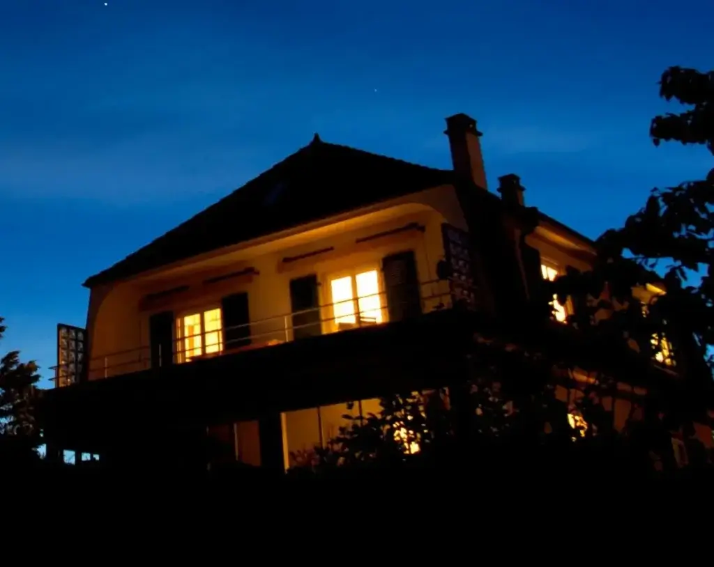 House During Power Outage with Lights On