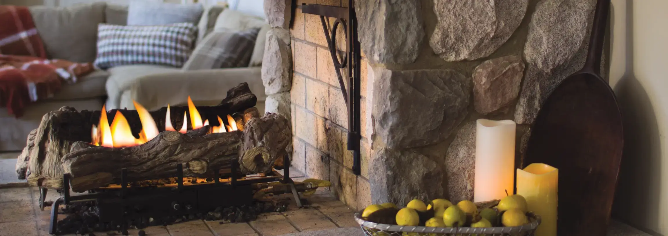 Gas logs in living room