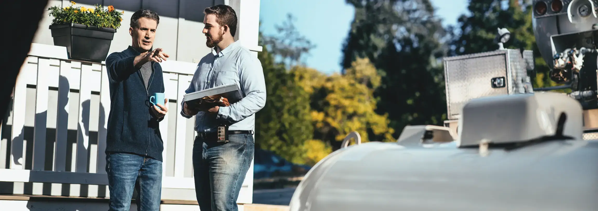 Customer selecting a propane tank