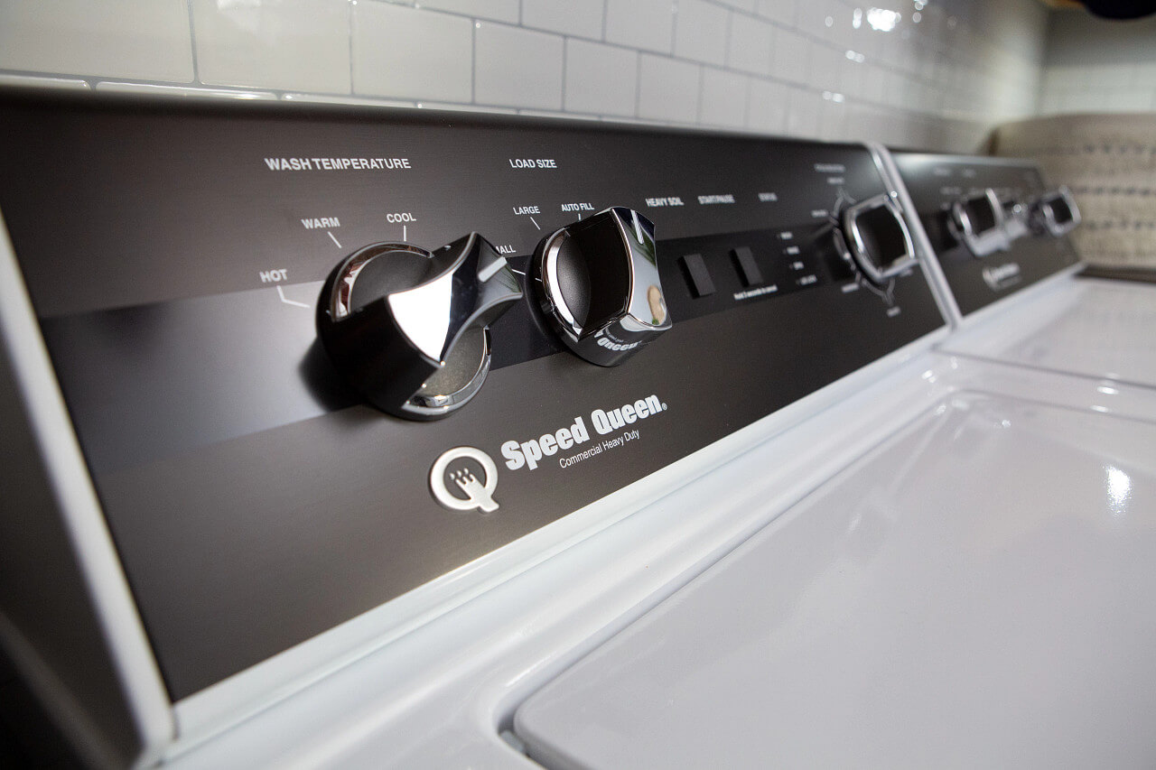 Speed Queen Washer and Dryer 5000 close up on controls
