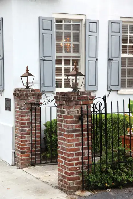Oak Alley Gas Lights outside gateway