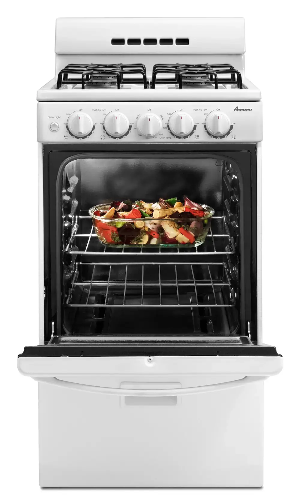 Amana 20-inch Gas Range with food