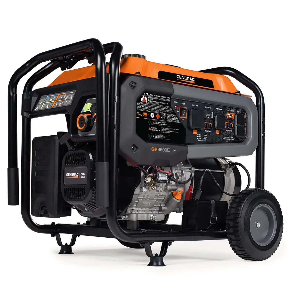Generac 9500 Tri fuel portable generator front view
