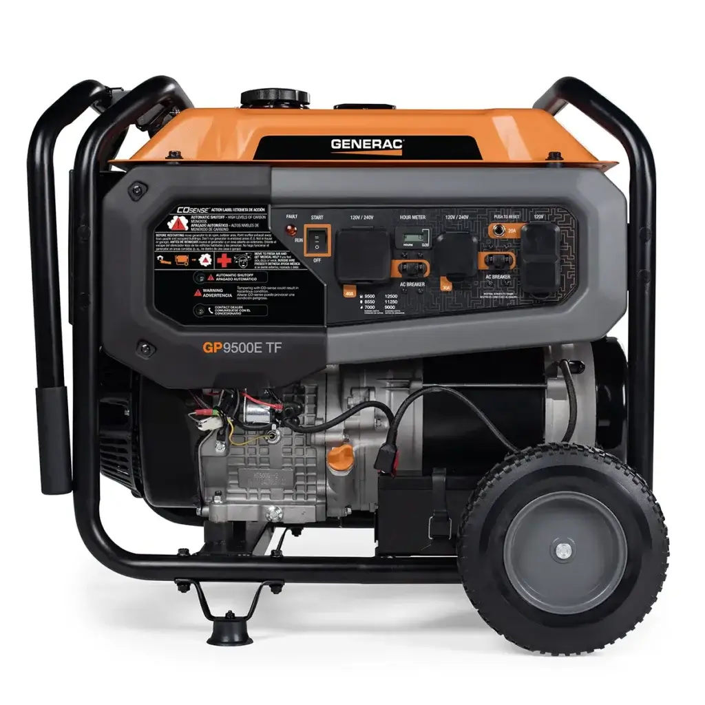 Generac 9500 Tri fuel portable generator side view