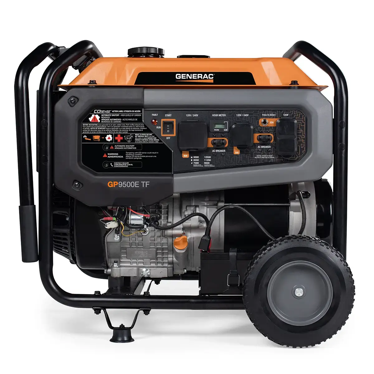 Generac 9500 Tri fuel portable generator side view