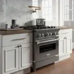 Legacy Stainless-Steel Dual Fuel Range RA30 in kitchen