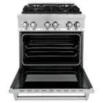 Legacy Stainless-Steel Dual Fuel Range RA30 oven open