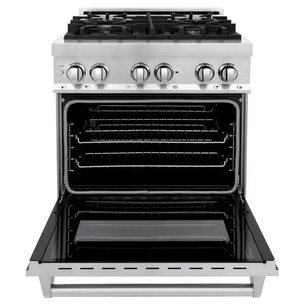 Legacy Stainless-Steel Dual Fuel Range RA30 oven open