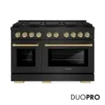ZLINE Professional black stainless-steel dual fuel range PSDRBZ-48-CB front