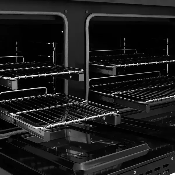 ZLINE Professional black stainless-steel dual fuel range PSDRBZ-48-CB slide out racks